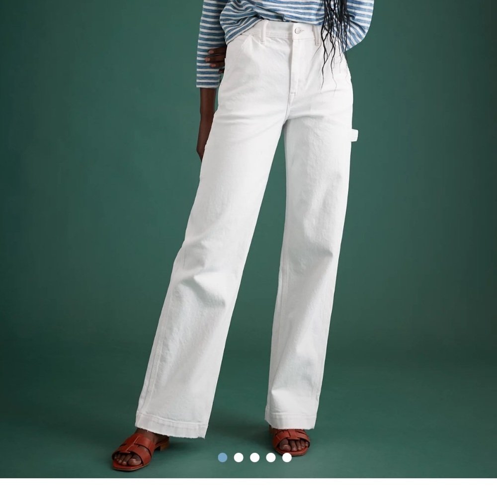 AE77 Women’s Premium Stovepipe Carpenter Jean White Size 12